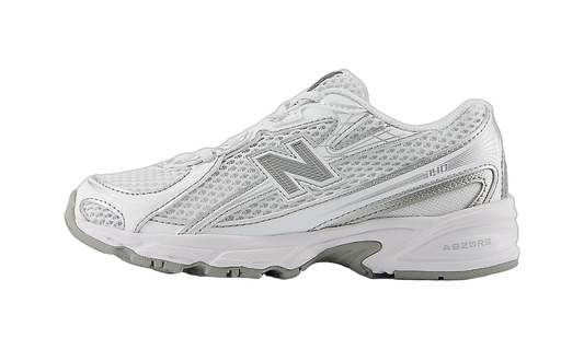 Overkicks - New Balance 740 Bungee Lace White Silver Metallic (PS) (PZ740WM) - vista lateral