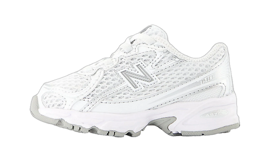 Overkicks - New Balance 740 Bungee Lace White Silver Metallic (TD) (IZ740WM) - vista lateral