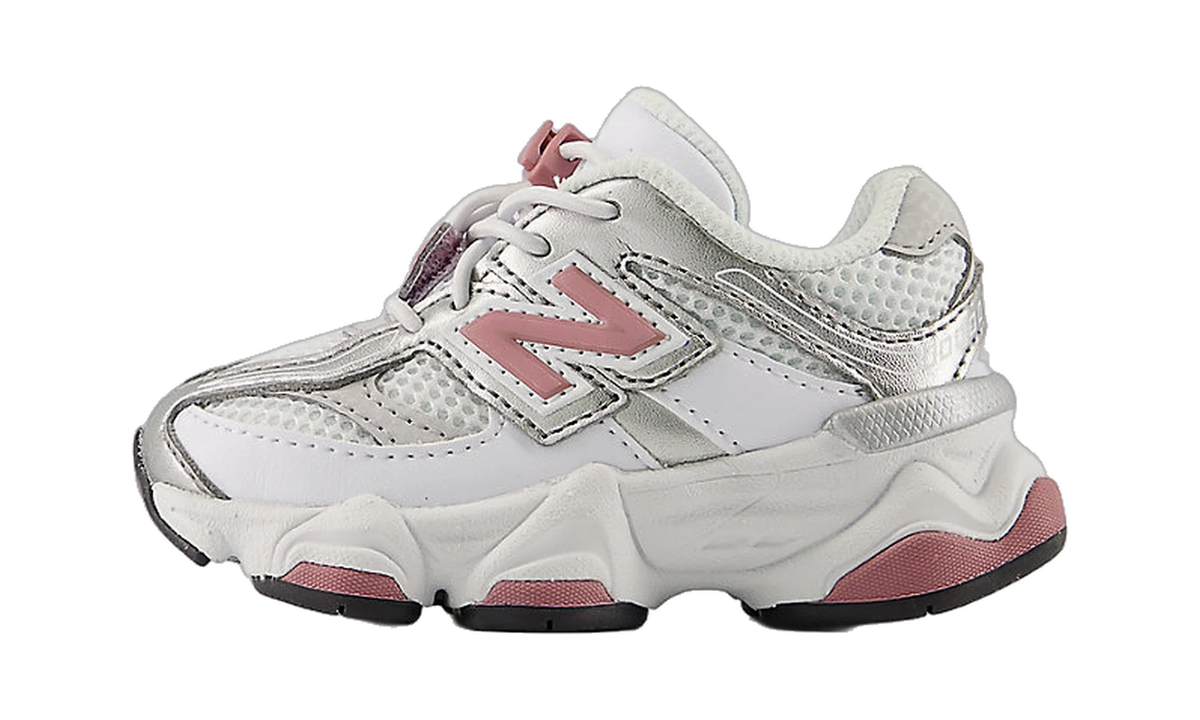 Overkicks - New Balance 9060 Bungee Lace White Rosewood Silver (TD) (I90606HV) - vista lateral