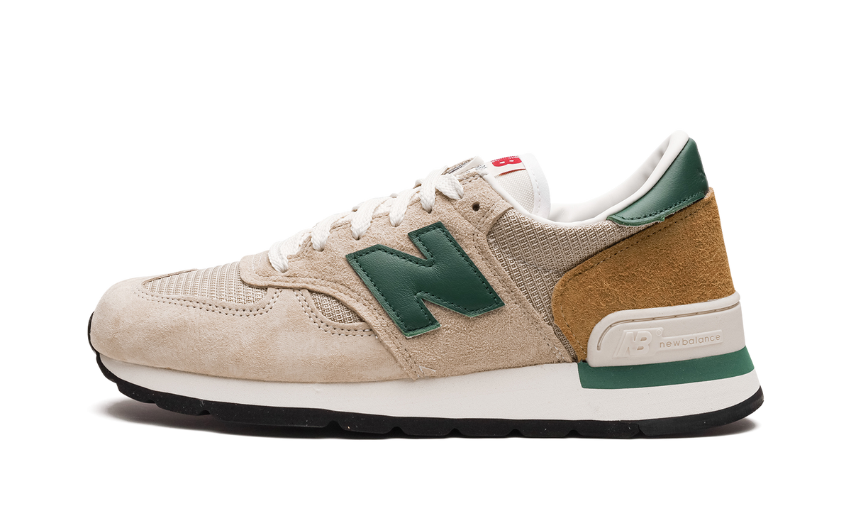 Overkicks - New Balance 990v1 MiUSA Tan Green (M990TG1) - vista lateral