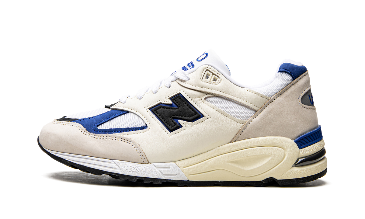 Overkicks - New Balance 990v2 MiUSA White Blue (M990WB2) - vista lateral