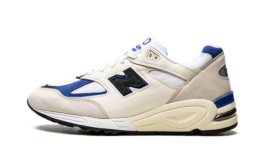 Overkicks - New Balance 990v2 MiUSA White Blue (M990WB2) - vista lateral