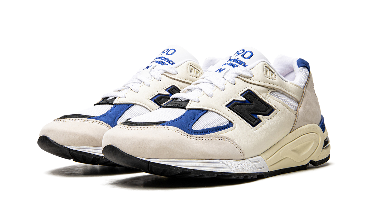Overkicks - New Balance 990v2 MiUSA White Blue (M990WB2) - vista trasera