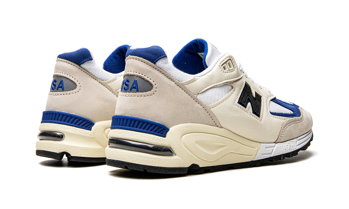 Overkicks - New Balance 990v2 MiUSA White Blue (M990WB2) - par completo