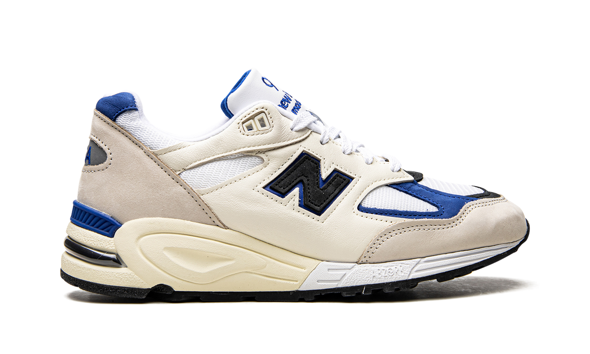 Overkicks - New Balance 990v2 MiUSA White Blue (M990WB2) - detalle talón