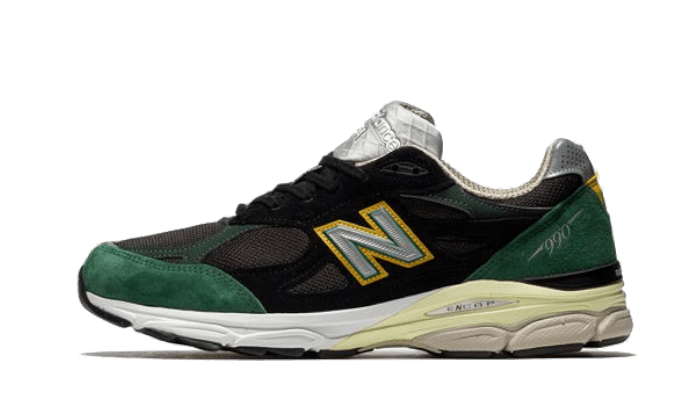 Overkicks - New Balance 990v3 MiUSA Black Green Yellow (M990CP3) - vista lateral