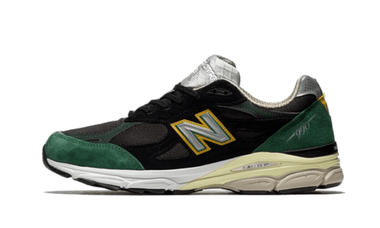 Overkicks - New Balance 990v3 MiUSA Black Green Yellow (M990CP3) - vista lateral
