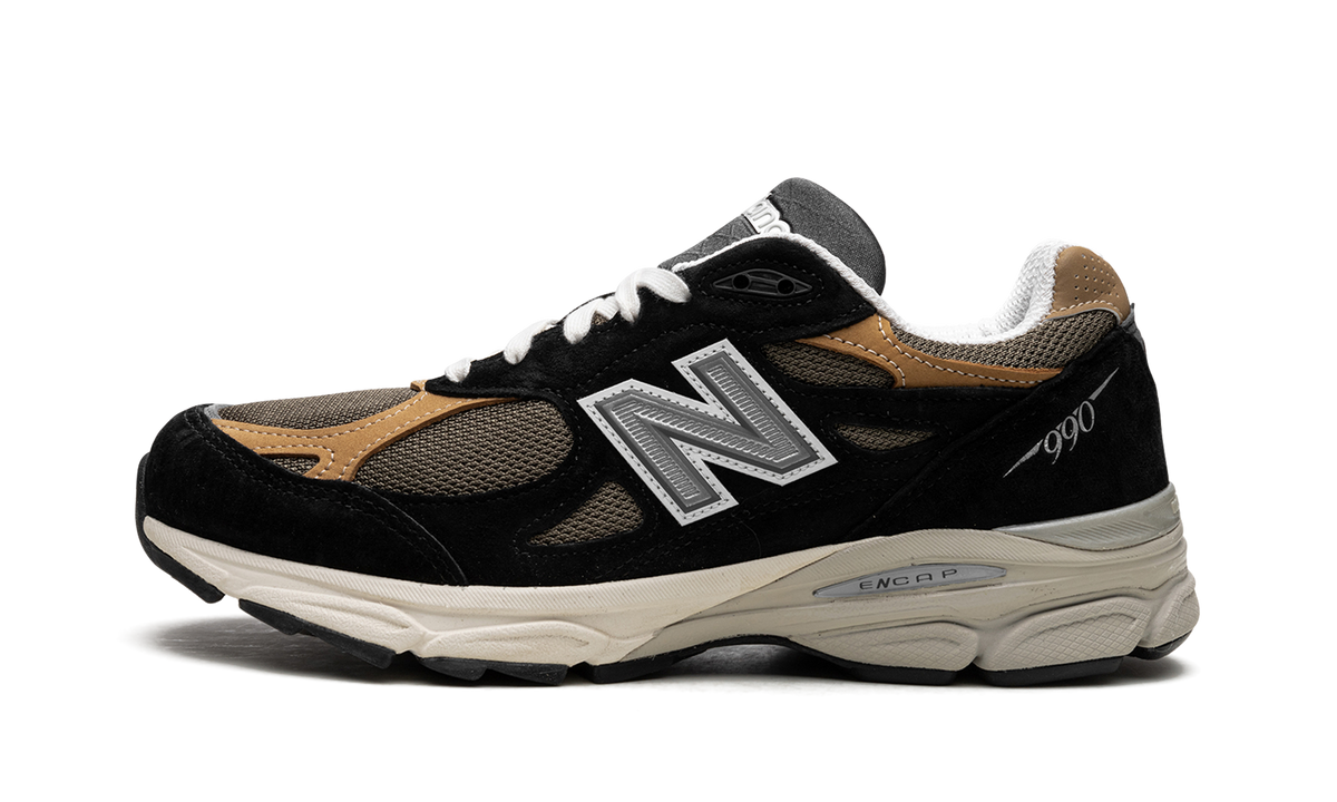 Overkicks - New Balance 990v3 MiUSA Black Tan (M990BB3) - vista lateral