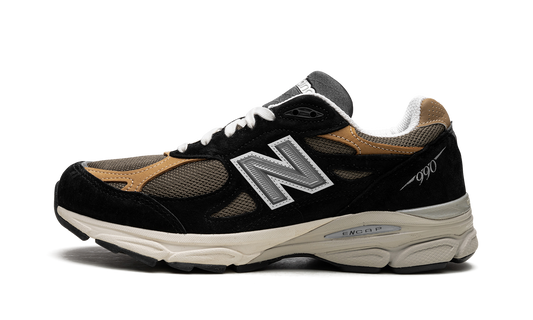 Overkicks - New Balance 990v3 MiUSA Black Tan (M990BB3) - vista lateral