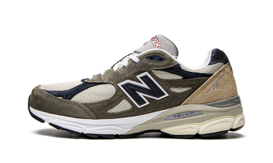 Overkicks - New Balance 990v3 MiUSA Grey Blue Olive (M990TO3) - vista lateral