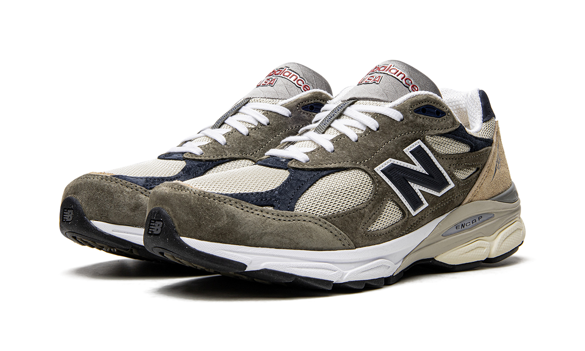 Overkicks - New Balance 990v3 MiUSA Grey Blue Olive (M990TO3) - vista trasera