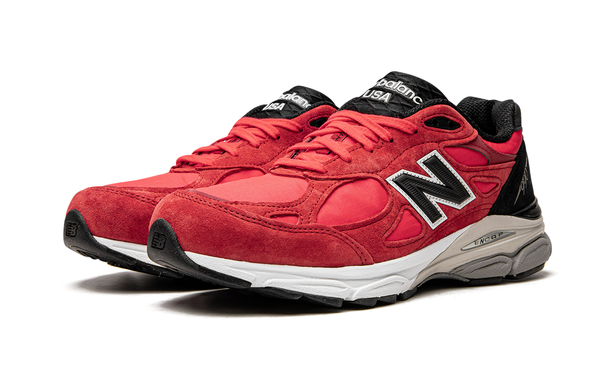 Overkicks - New Balance 990v3 MiUSA Red Suede (M990PL3) - vista trasera