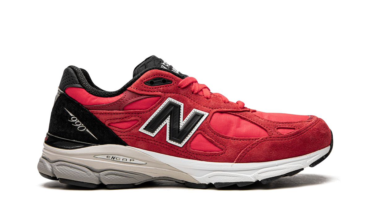 Overkicks - New Balance 990v3 MiUSA Red Suede (M990PL3) - detalle talón