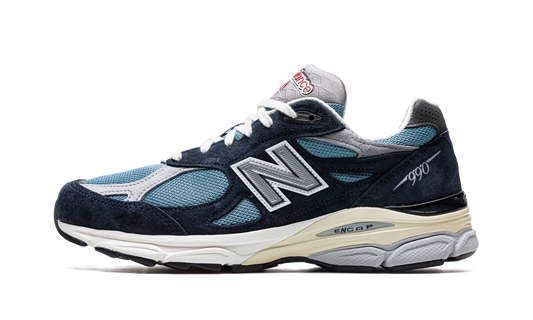 Overkicks - New Balance 990v3 MiUSA Teddy Santis Navy Castlerock (M990TE3) - vista lateral