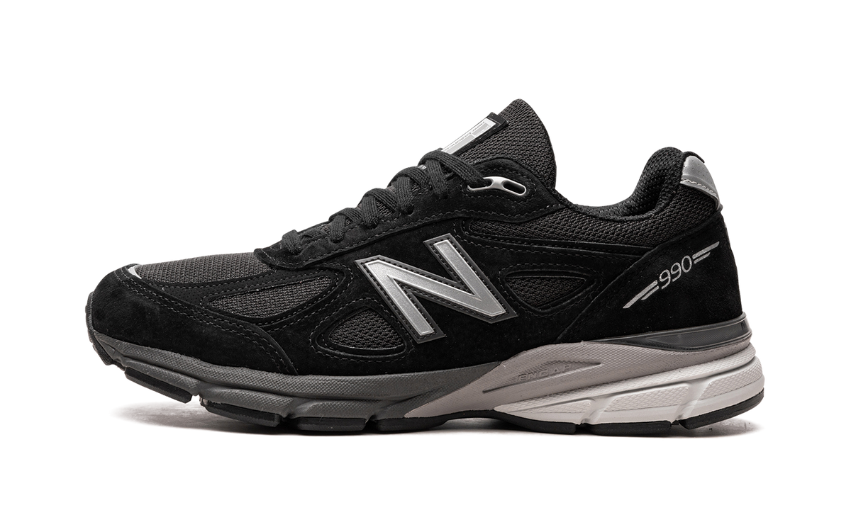 Overkicks - New Balance 990v4 MiUSA Black Silver (U990BL4) - vista lateral