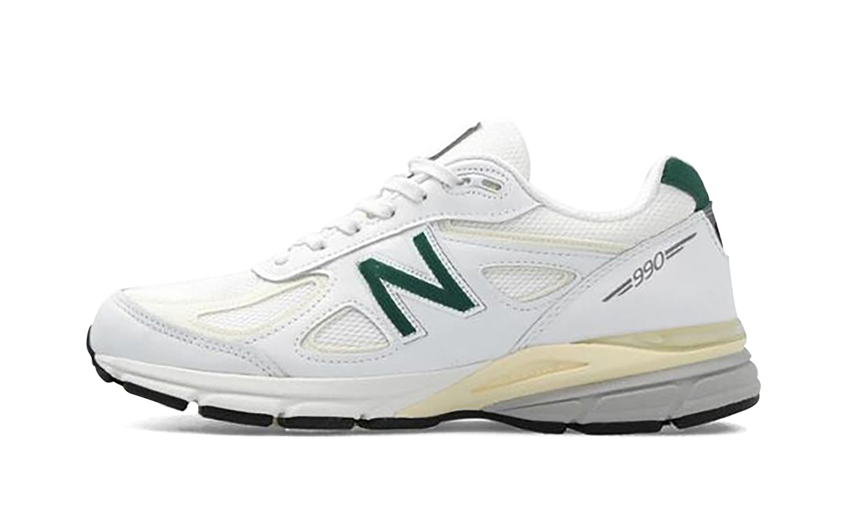 Overkicks - New Balance 990v4 MiUSA White Green (U990TC4) - vista lateral