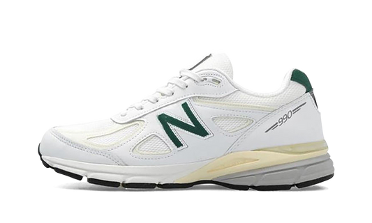 Overkicks - New Balance 990v4 MiUSA White Green (U990TC4) - vista lateral