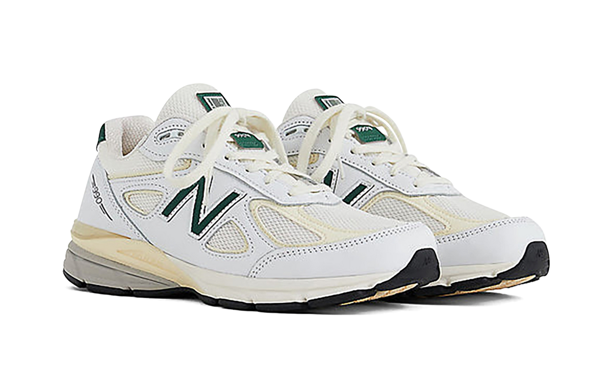 Overkicks - New Balance 990v4 MiUSA White Green (U990TC4) - vista trasera