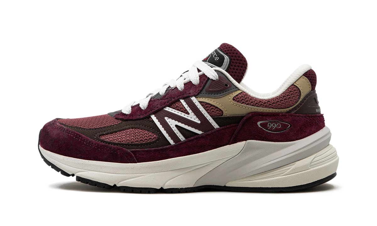 Overkicks - New Balance 990v6 MiUSA Teddy Santis Burgundy Tan (U990BT6) - vista lateral