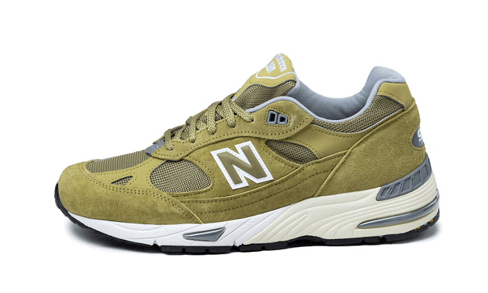 Overkicks - New Balance 991 MiUK Green Moss Cloud Cream (Womens) (W991GGW) - vista lateral