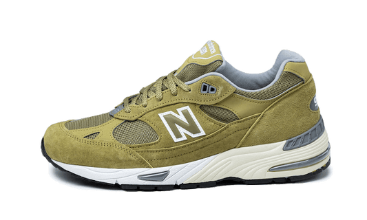 Overkicks - New Balance 991 MiUK Green Moss Cloud Cream (Womens) (W991GGW) - vista lateral