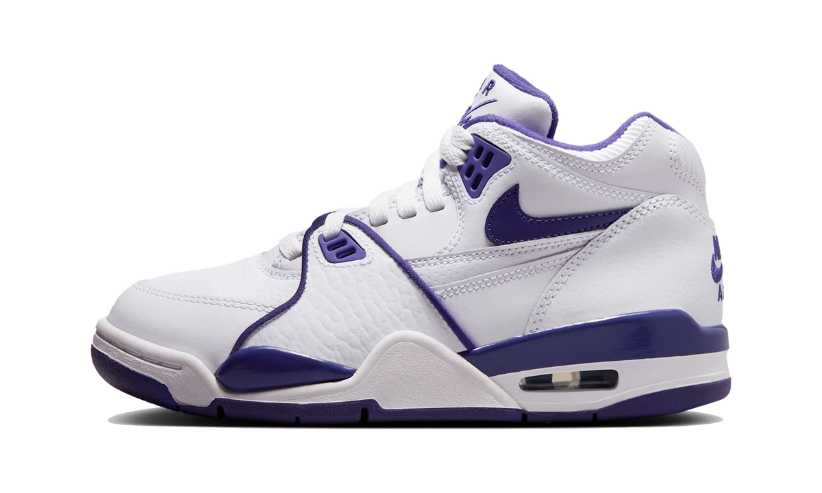 Overkicks - Nike Air Flight '89 White Court Purple (GS) (HF0406-105) - vista lateral