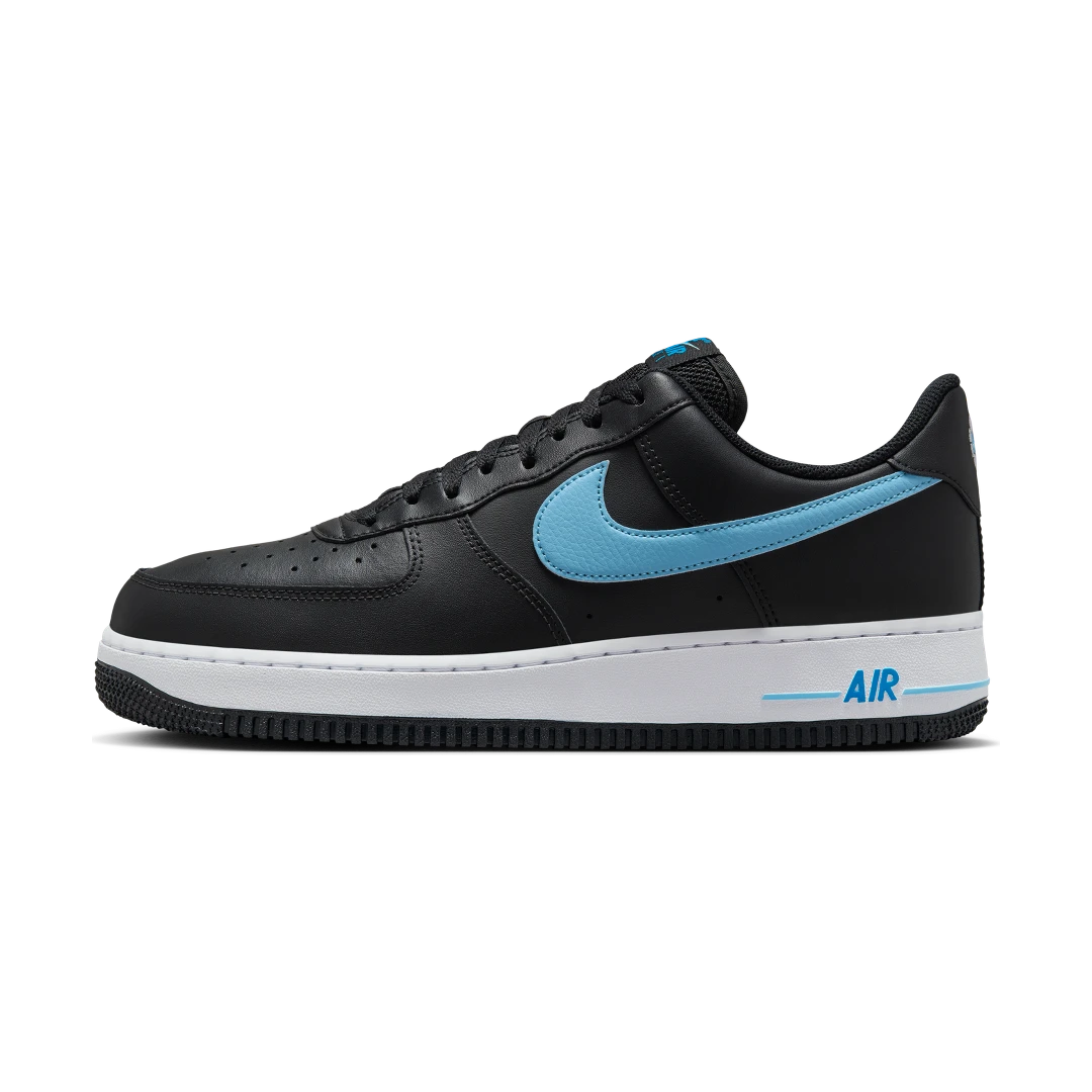 Overkicks - Nike Air Force 1 07 Low Black University Blue (HF3839-001) - vista lateral