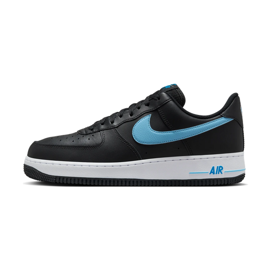 Overkicks - Nike Air Force 1 07 Low Black University Blue (HF3839-001) - vista lateral