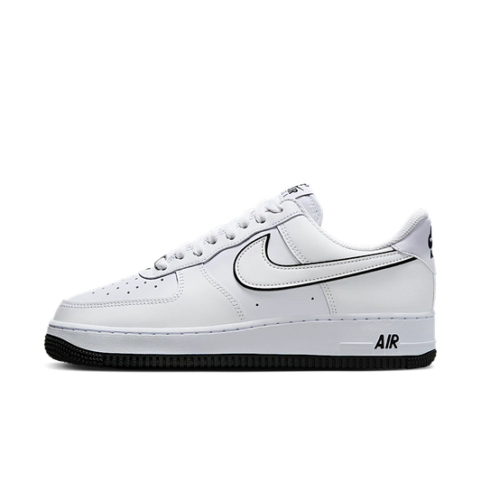 Overkicks - Nike Air Force 1 07 Low White Black Outline Swoosh (DV0788-103) - vista lateral