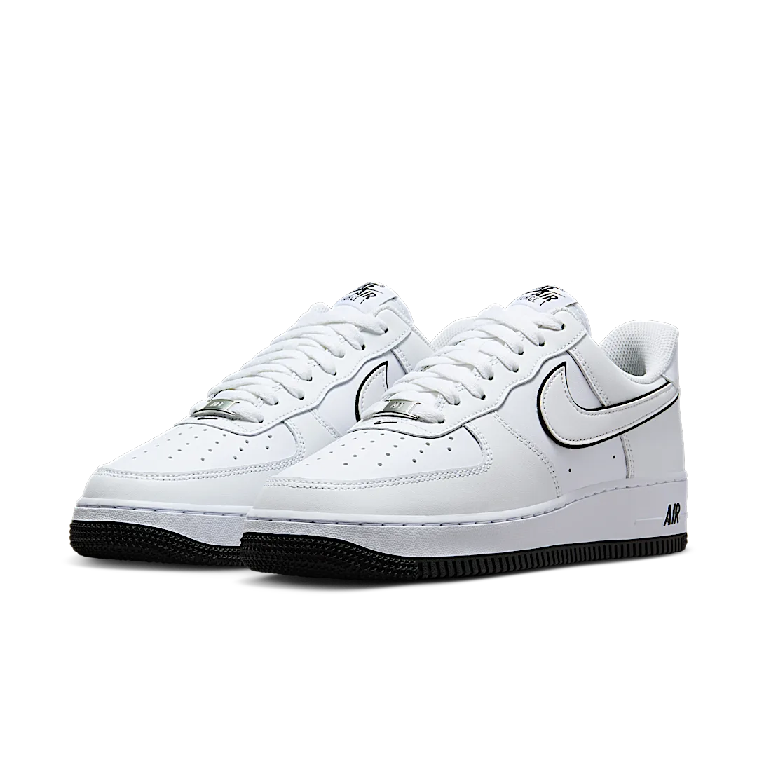 Overkicks - Nike Air Force 1 07 Low White Black Outline Swoosh (DV0788-103) - vista trasera