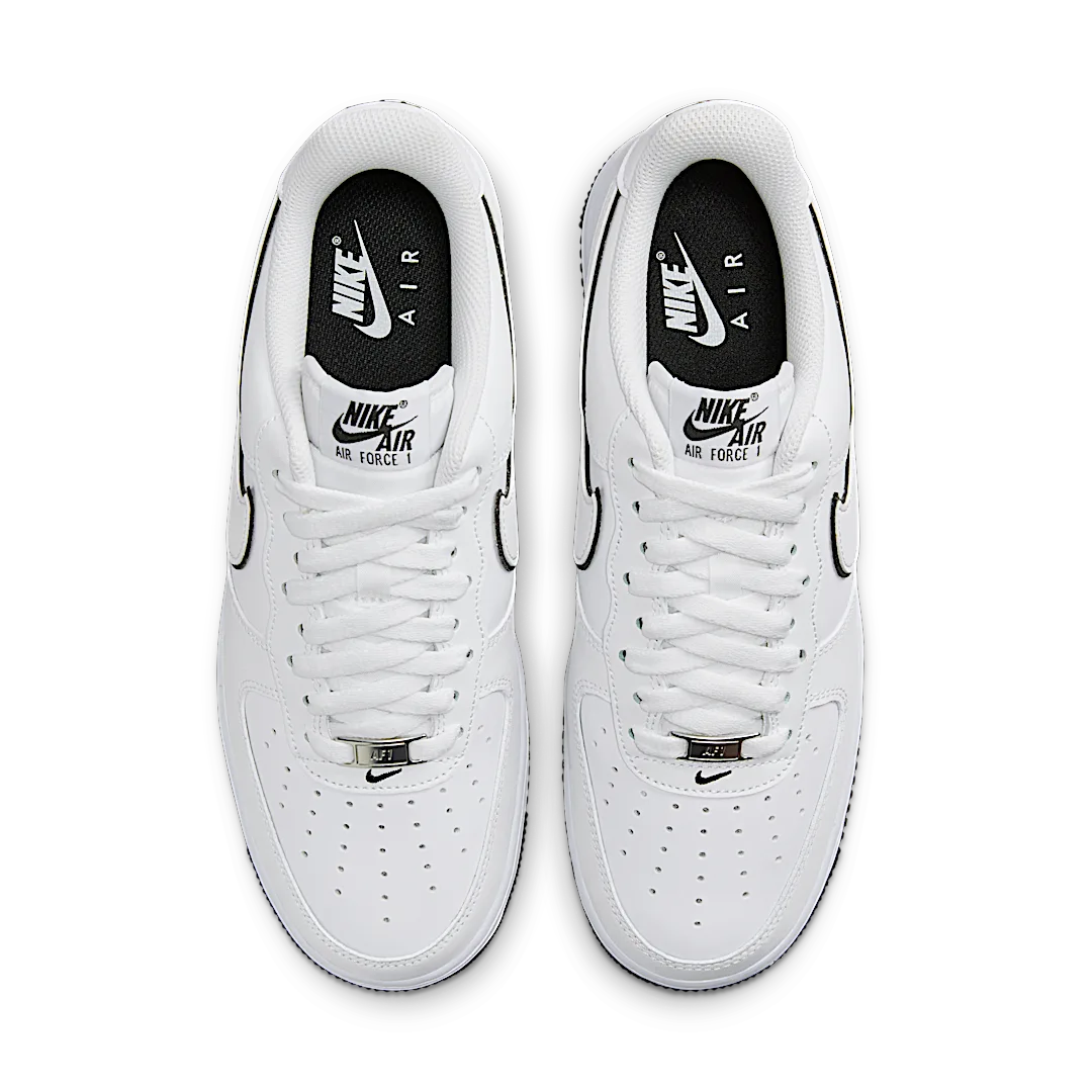 Overkicks - Nike Air Force 1 07 Low White Black Outline Swoosh (DV0788-103) - par completo