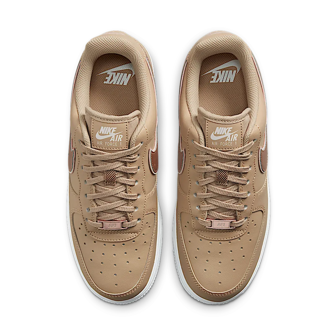 Overkicks - Nike Air Force 1 07 Tan Metallic Rose Gold (DD1523-200) - par completo