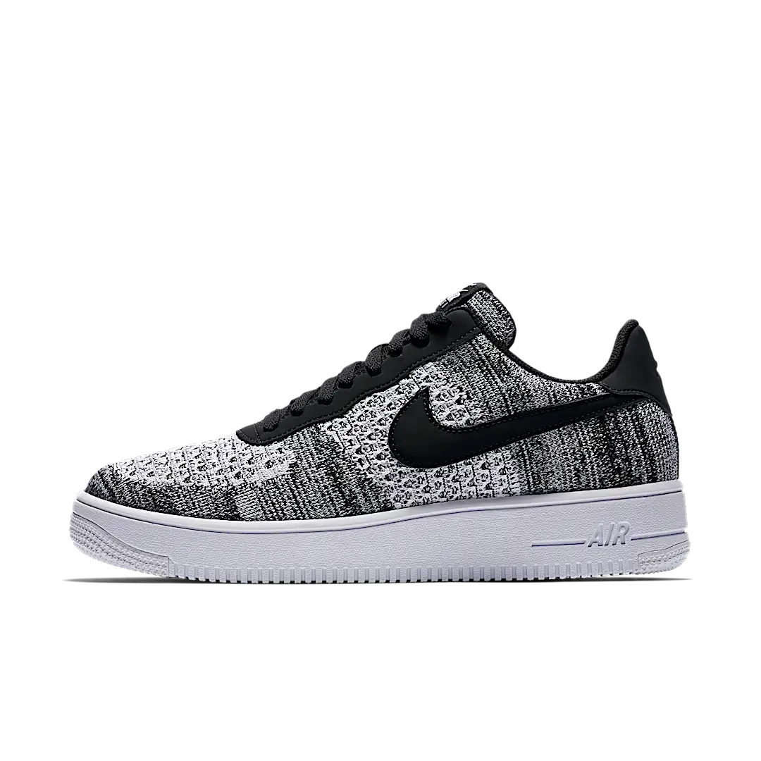 Overkicks - Nike Air Force 1 Flyknit 2 Black Pure Platinum (AV3042-001) - vista lateral