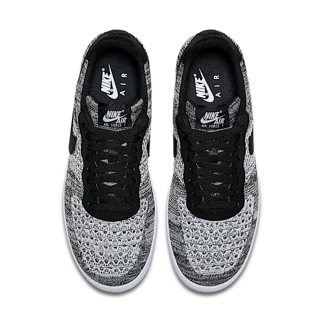 Overkicks - Nike Air Force 1 Flyknit 2 Black Pure Platinum (AV3042-001) - par completo