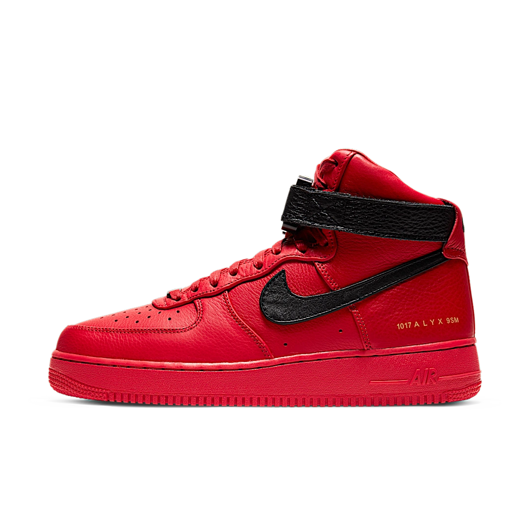 Overkicks - Nike Air Force 1 High 1017 ALYX 9SM Red Black (CQ4018-601) - vista lateral