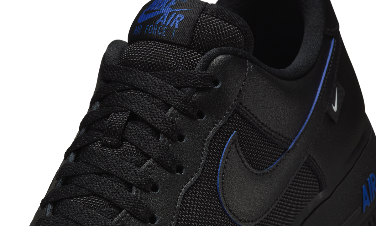 Overkicks - Nike Air Force 1 Low 07 Black Astronomy Blue (HM9605-001) - detalle lateral interior