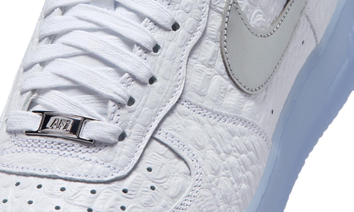 Overkicks - Nike Air Force 1 Low 07 Crocodile White Blue Tint (IR1981-100) - detalle lateral interior