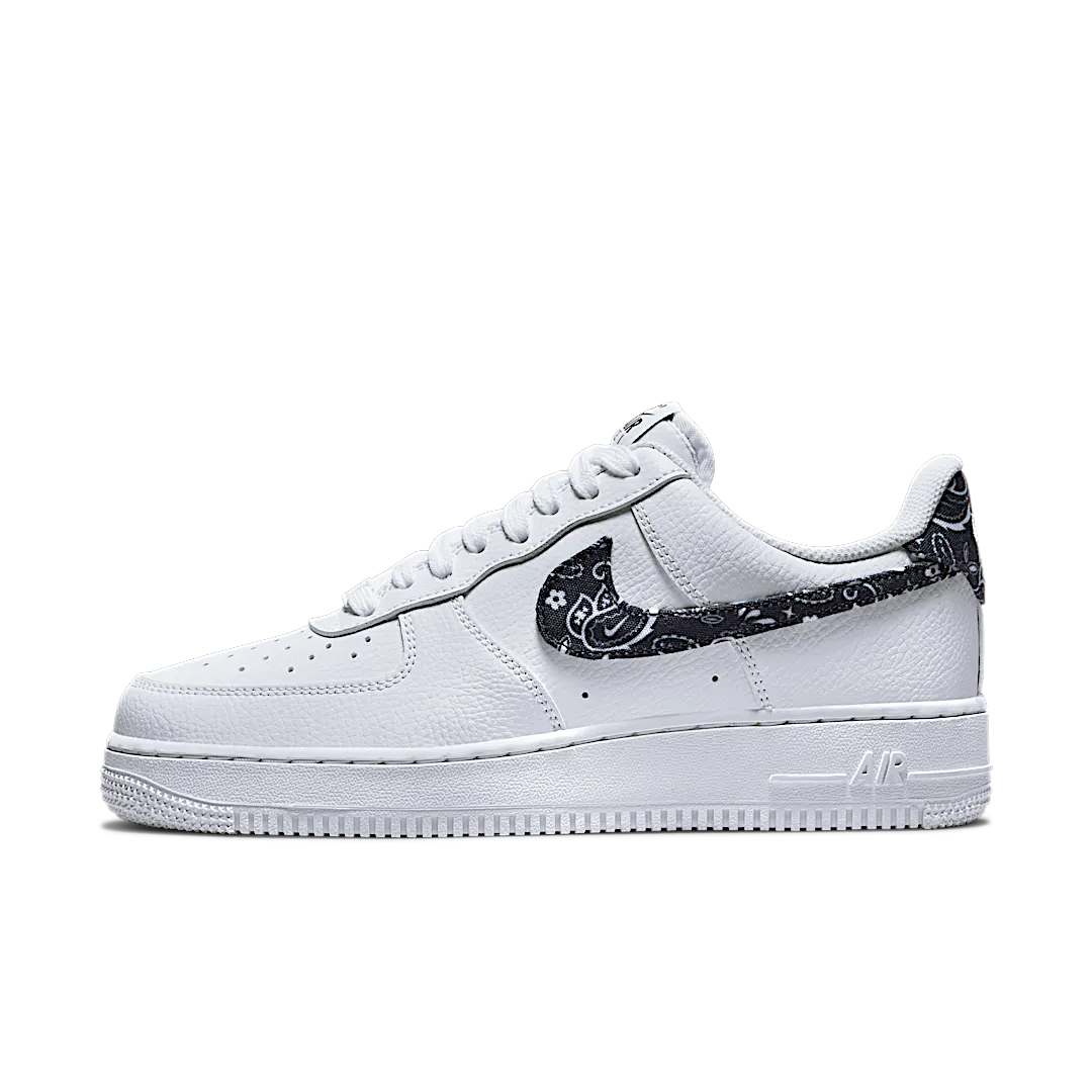 Overkicks - Nike Air Force 1 Low 07 Essential White Black Paisley (DH4406-101) - vista lateral