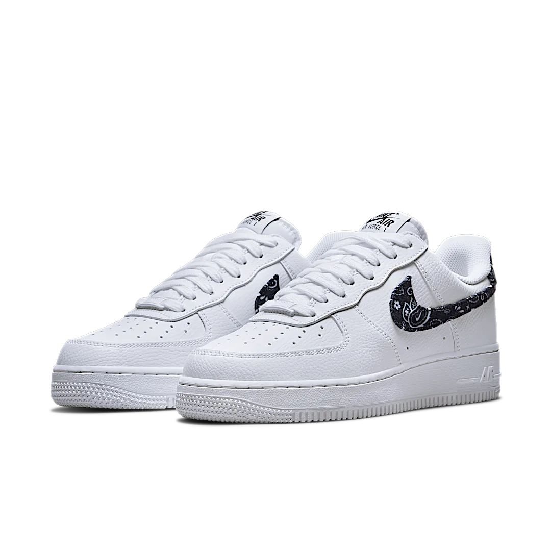 Overkicks - Nike Air Force 1 Low 07 Essential White Black Paisley (DH4406-101) - vista trasera
