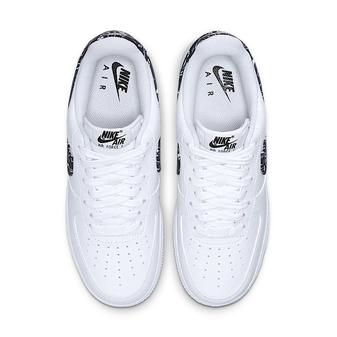 Overkicks - Nike Air Force 1 Low 07 Essential White Black Paisley (DH4406-101) - par completo