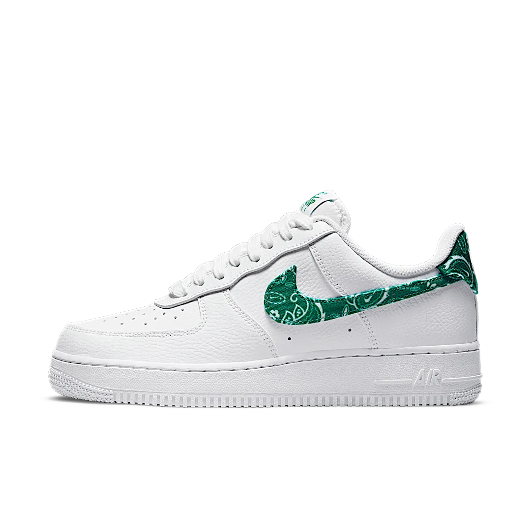 Overkicks - Nike Air Force 1 Low 07 Essential White Green Paisley (DH4406-102) - vista lateral