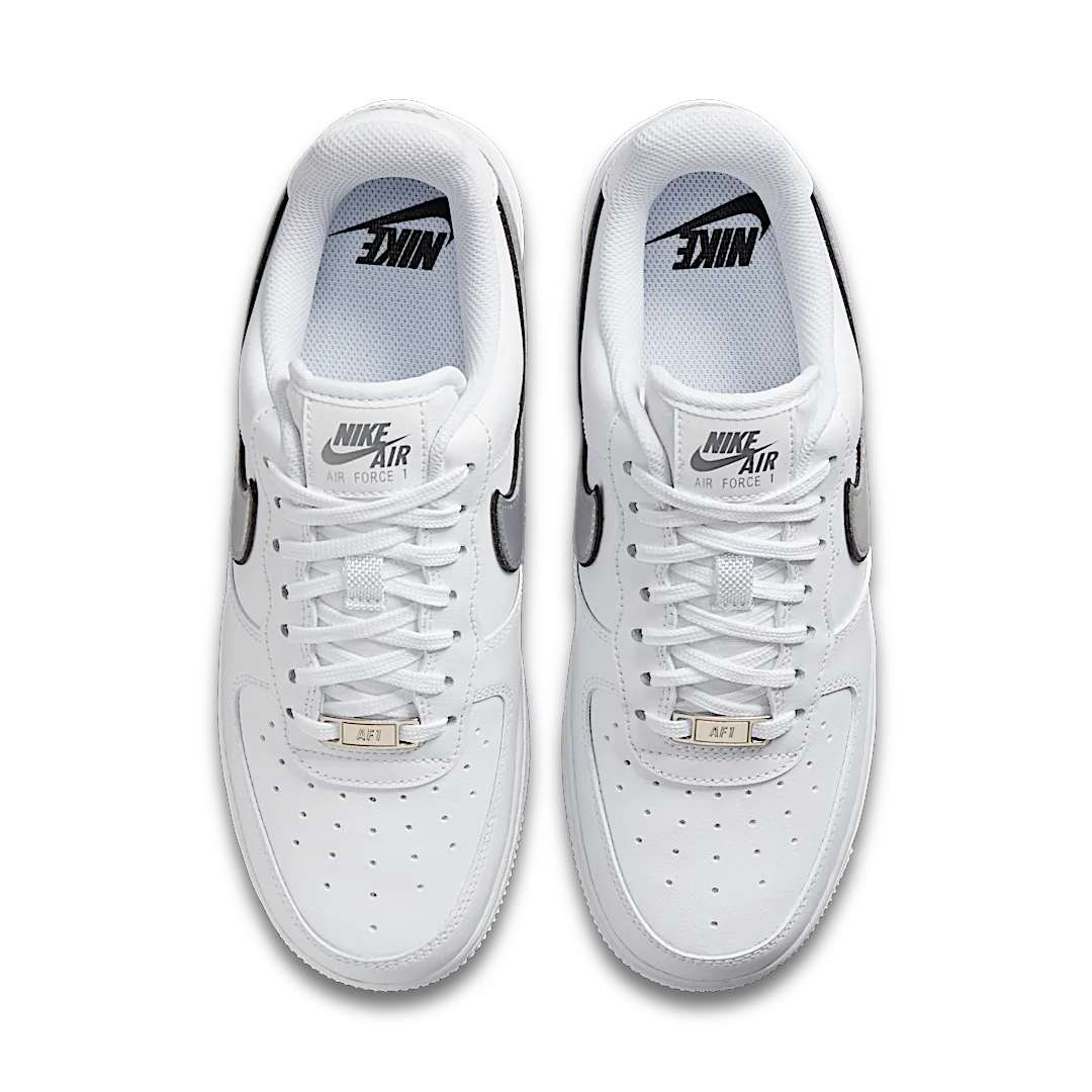Overkicks - Nike Air Force 1 Low 07 Essential White Metallic Silver Black (DD1523-100) - par completo