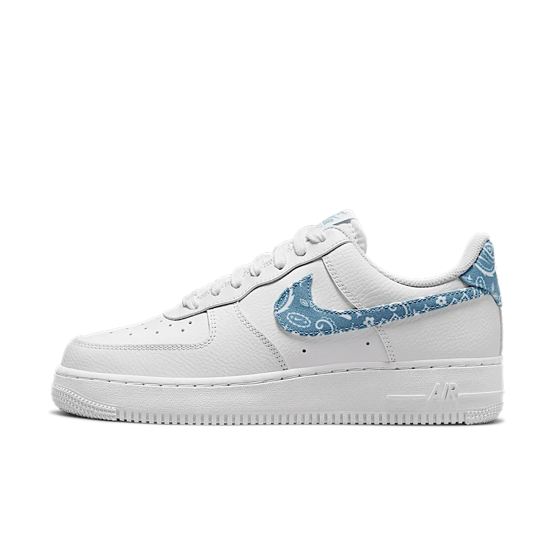 Overkicks - Nike Air Force 1 Low 07 Essential White Worn Blue Paisley (DH4406-100) - vista lateral