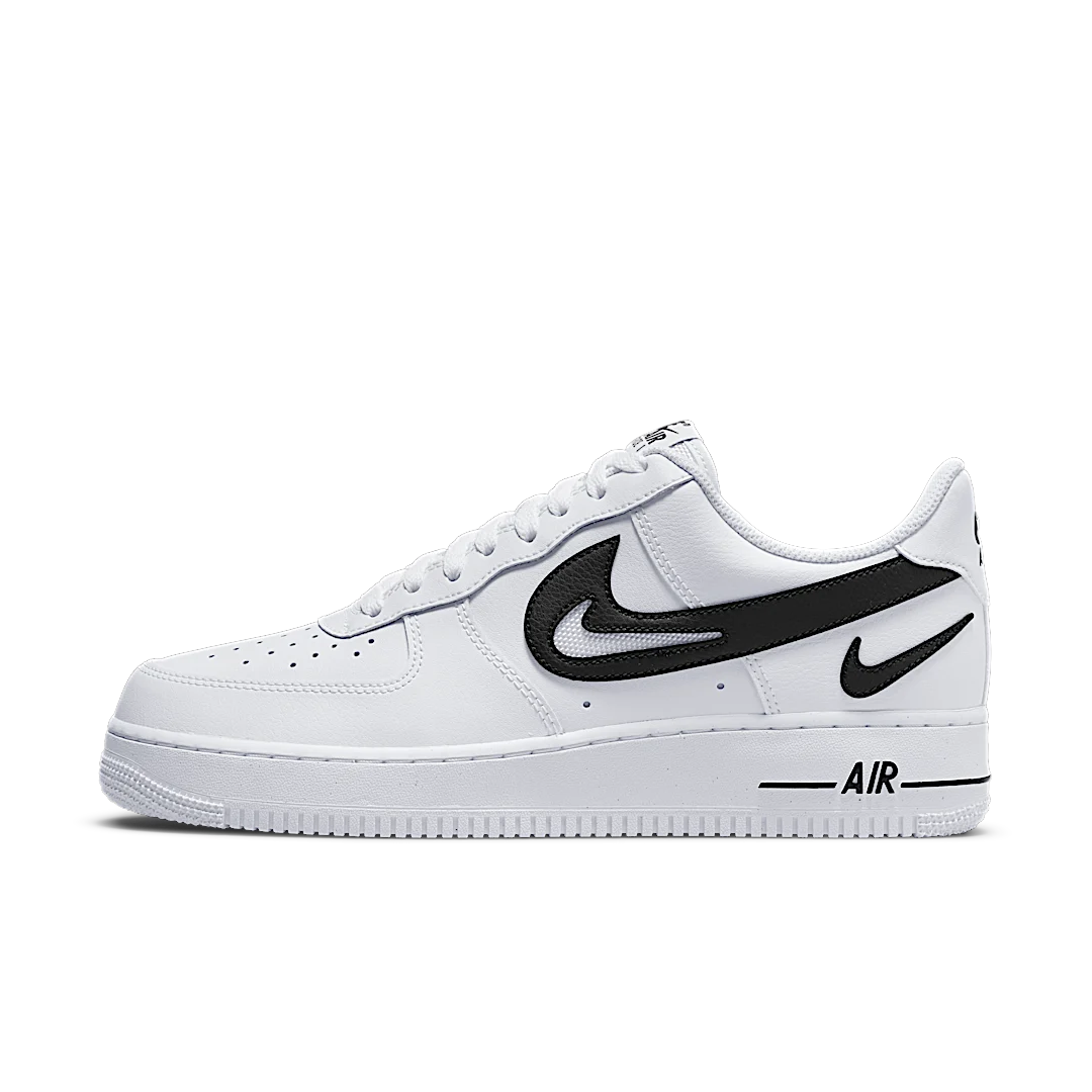 Overkicks - Nike Air Force 1 Low 07 FM Cut Out Swoosh White Black (DR0143-101) - vista lateral