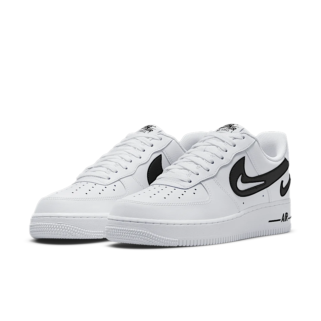 Overkicks - Nike Air Force 1 Low 07 FM Cut Out Swoosh White Black (DR0143-101) - vista trasera
