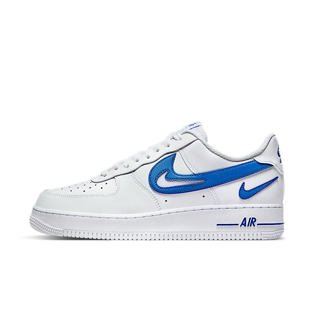 Overkicks - Nike Air Force 1 Low 07 FM Cut Out Swoosh White Game Royal (DR0143-100) - vista lateral