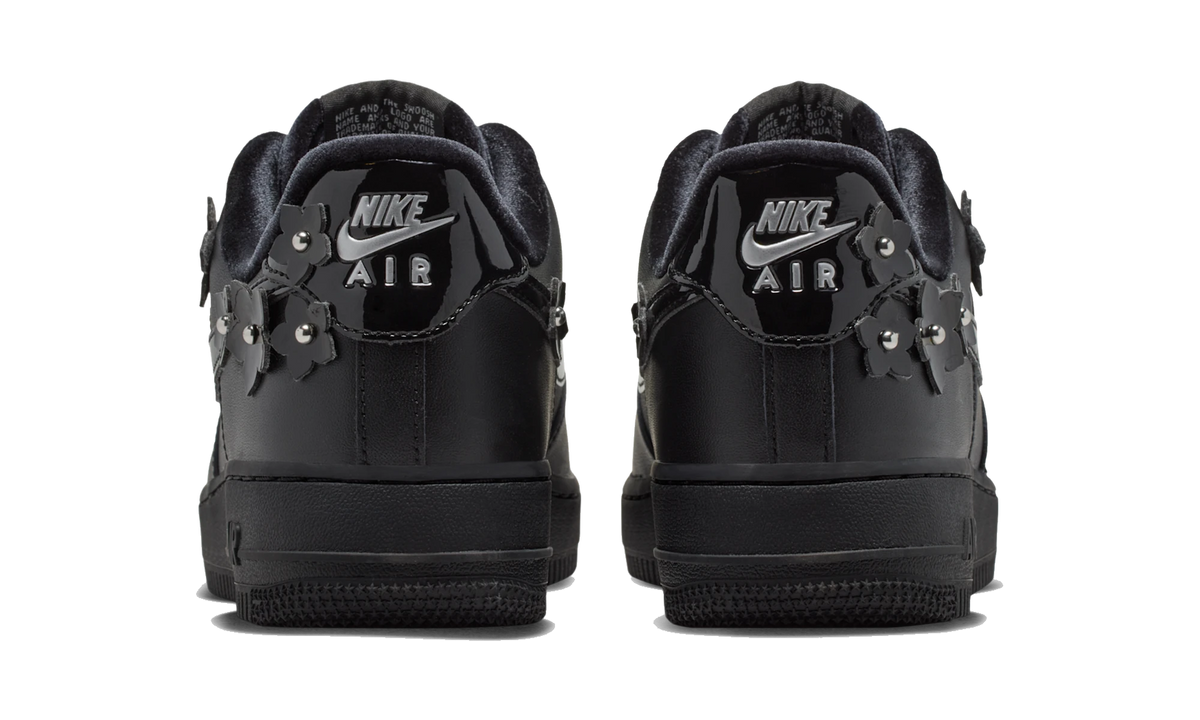 Overkicks - Nike Air Force 1 Low 07 Florette Black Off-Noir (Womens) (IR8637-001) - detalle talón