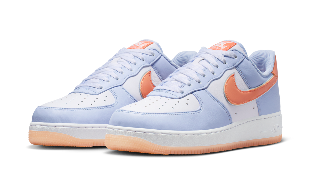 Overkicks - Nike Air Force 1 Low 07 Hydrogen Blue Orange Frost (IR1980-407) - vista trasera