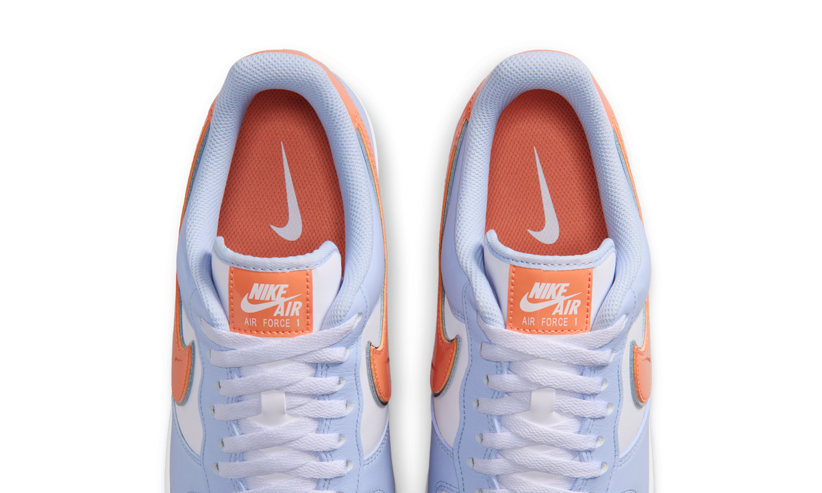 Overkicks - Nike Air Force 1 Low 07 Hydrogen Blue Orange Frost (IR1980-407) - vista superior