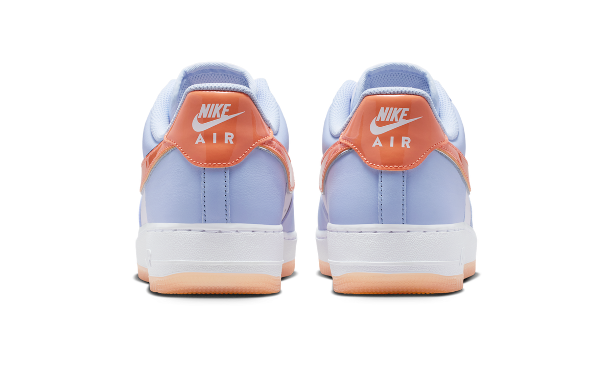 Overkicks - Nike Air Force 1 Low 07 Hydrogen Blue Orange Frost (IR1980-407) - detalle talón
